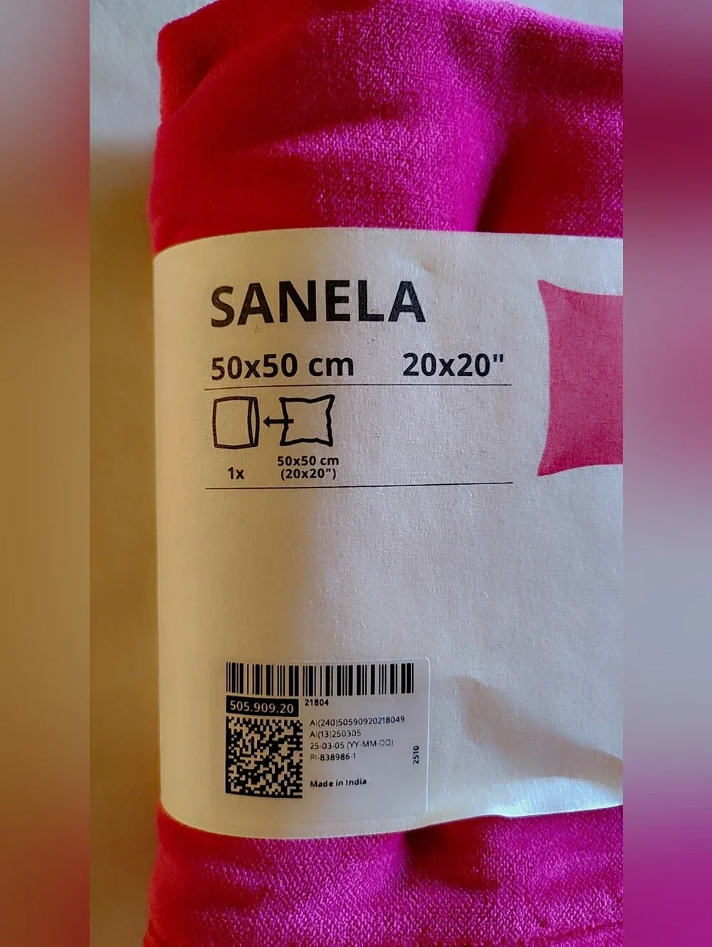 NEW IKEA Sanela Pillowcase - 100% Cotton, HOT PINK (20x20)